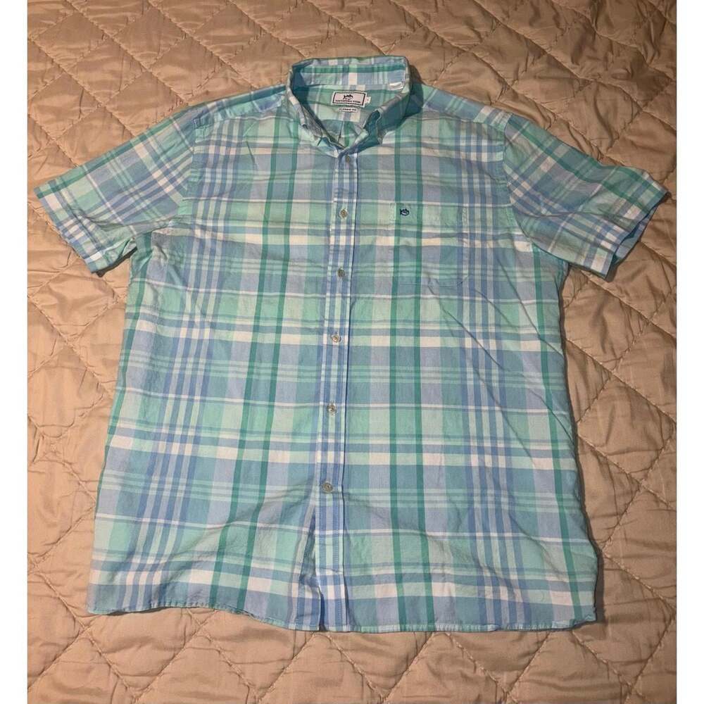 Southern Tide Men's Green and Blue Shirt